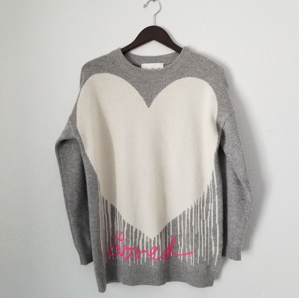 Kerri Rosenthal loved heart cashmere sweater sz M